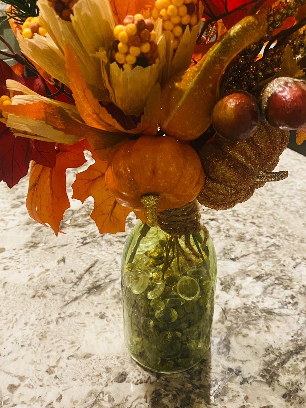Autumn Harvest Orange & Green Decorative Vase Arrangement - Brand: